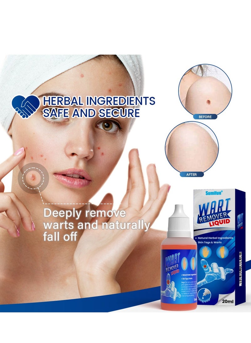 Sumifun Wart Remover, Maximum Strength Salicylic Acid Wart Liquid, One Step Invisible Wart Remover Strips, Fast-Acting Wart Liquid Freeze Off for Warts, Plantar Wart, Common Wart, Flat Wart 20ml - Image 2