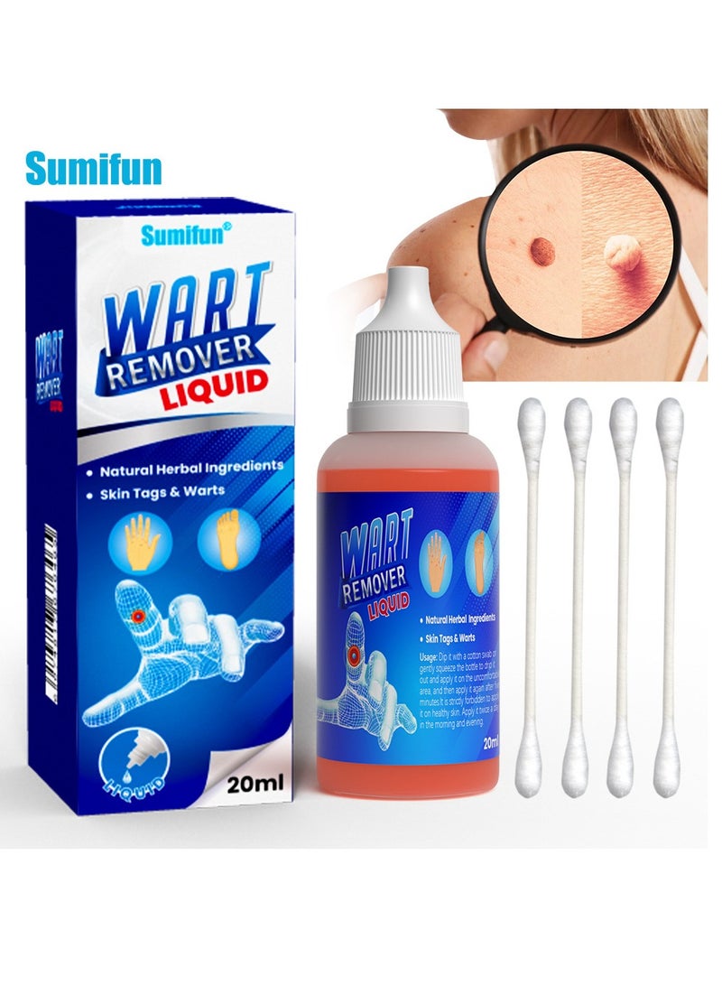 Sumifun Wart Remover, Maximum Strength Salicylic Acid Wart Liquid, One Step Invisible Wart Remover Strips, Fast-Acting Wart Liquid Freeze Off for Warts, Plantar Wart, Common Wart, Flat Wart 20ml - Image 1