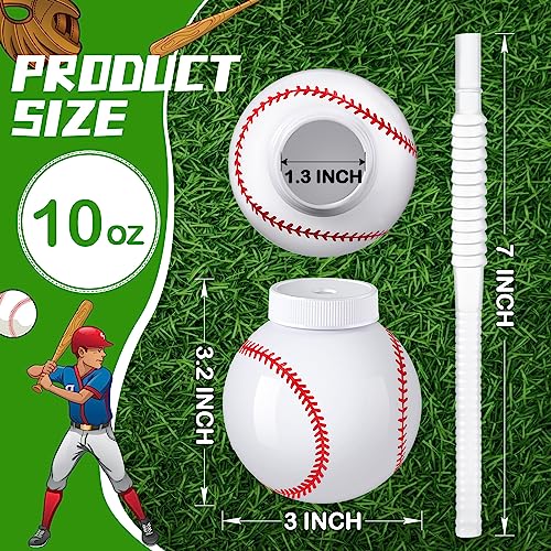 Eaasty Baseball Ball Shape Cups Bulk with Straws and Lids 10oz Plastic Reusable Baseball Party Cups Ball Shape Party Favors for Kids Birthday Competition Sport Fans Player Theme Supplies24 Pcs - Image 5