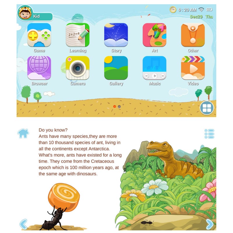 Children Tablet 7 Inch Display Screen Dual Camera Android Quad-core WiFi Version Early Educational Learning Machine Gift for Toddlers Children - Image 2