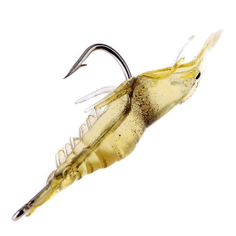 Electomania Shrimp Fishing Simulation Soft Prawn Lure Hook Tackle Bait Lures for Bream Bass Flathead Whiting Snapper (Green Yellow), 5Pcs - Image 5