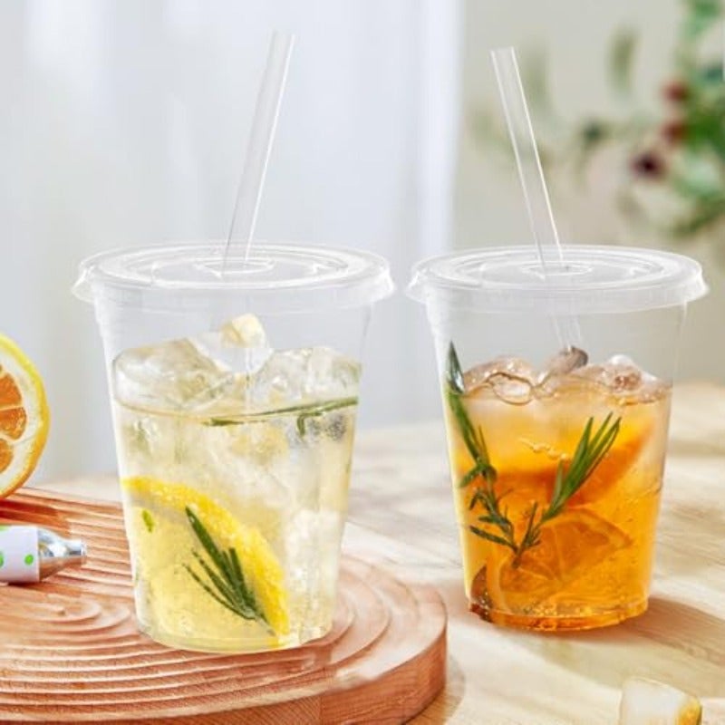 100 Pack - 16 oz Clear Plastic Cups with Lids and Straws Sturdy and Food Safe Iced Coffee Cups with lids Disposable Plastic Smoothie Cups for Cold Drinks - Image 5