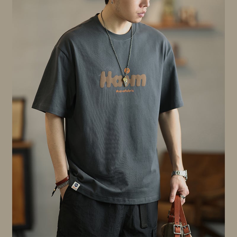 Short-Sleeved T-Shirt Men'S Loose Trendy Brand American Heavy-Duty Foaming Printed Half-Sleeved T-Shirt Top - Image 2