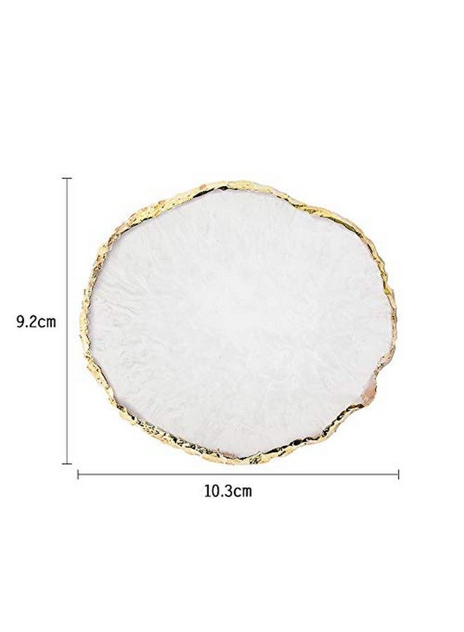 JASSINS JASSINS Resin Nail Art Palette,Nail Art Painting Mixed Color Palette Gold Edge Nail Gel Color Makeup Display Board (White) - Image 2