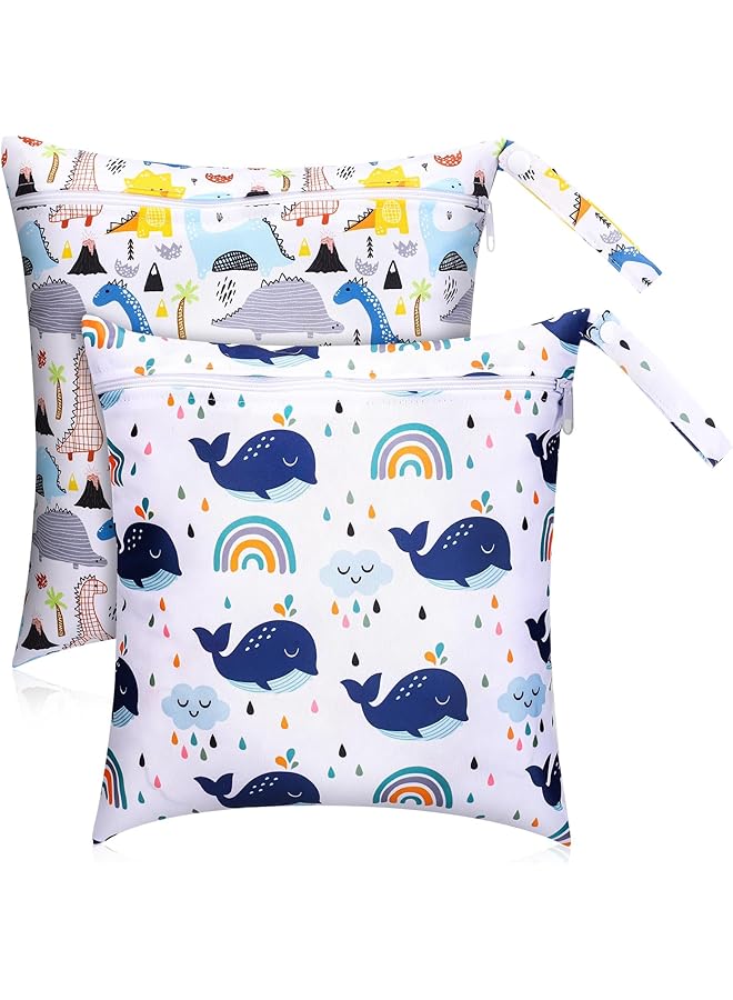 KASTWAVE 2 Pcs Waterproof Wet Bags For Swimming & Baby Diapers Reusable Leakproof Nappy Organizer Washable Wet Dry Pouch For Travel Camping Beach & Pool Use - Image 1