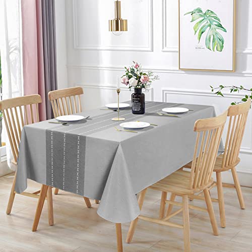 Vonabem Vonabem 100 Waterproof Rectangle PVC Tablecloth Vinyl Table Cloth Cover Oil Proof Spill Proof Wipeable Plastic Table Cloths for Indoor and Outdoor Use Light Gray 52X70IN 