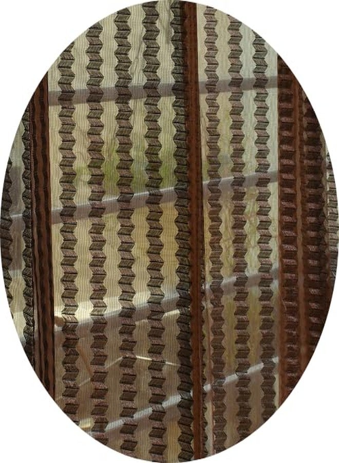 YUKANY Zig Zac Tissue Transparent Plain Net Sheer Door & Windows Grommets Curtains | Parda | Pack of 2 (Coffee Brown, 4 x 5 ft) - Image 5