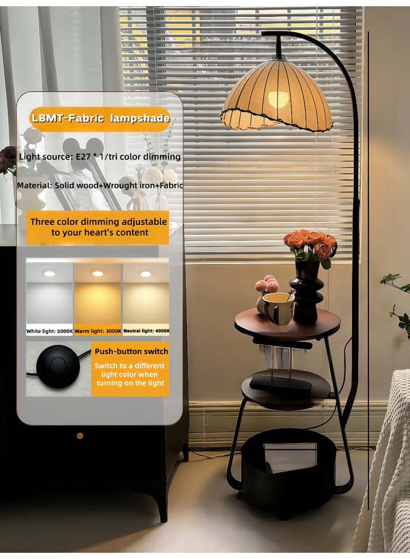 Adjustable Height Floor Lamp with Table,Multi-Functional Bedside Table Lamp with 3 Tier Storage Basket, 3 Color Temperature Reading Light, Modern Simple Storage Bedside Cabinet for Living Room, Home, Bedroom, or Hotel - Image 5