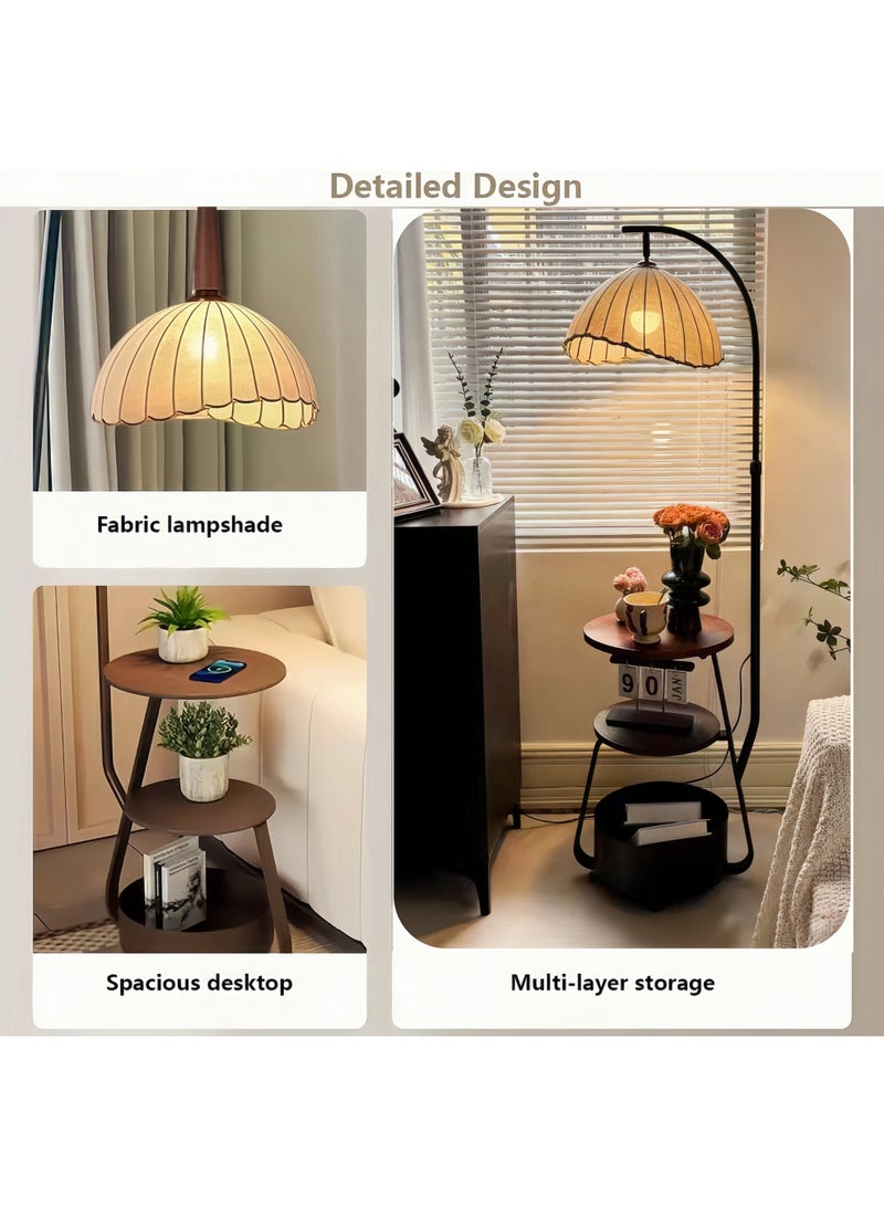 Adjustable Height Floor Lamp with Table,Multi-Functional Bedside Table Lamp with 3 Tier Storage Basket, 3 Color Temperature Reading Light, Modern Simple Storage Bedside Cabinet for Living Room, Home, Bedroom, or Hotel - Image 3