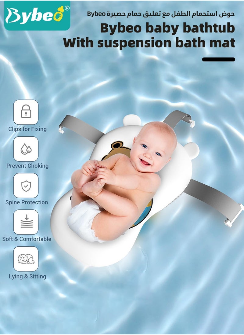 Bybeo 13 PCS Baby Bath Tub Foldable Bathtub With Temperature Sensing + Bathmat Cushion + Shower Cap + Washing Hair Shower Shampoo Cup *1 + Duckling toys *4 + Ocean Balls *5  - Image 5