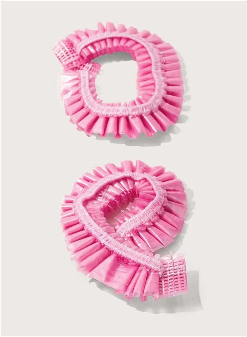 200-Piece Disposable Plastic Shower Hats Hair Women Waterproof Spa Salon Hotel Hair Dye Elastic Shower Hats Bathroom(Pink) - Image 2