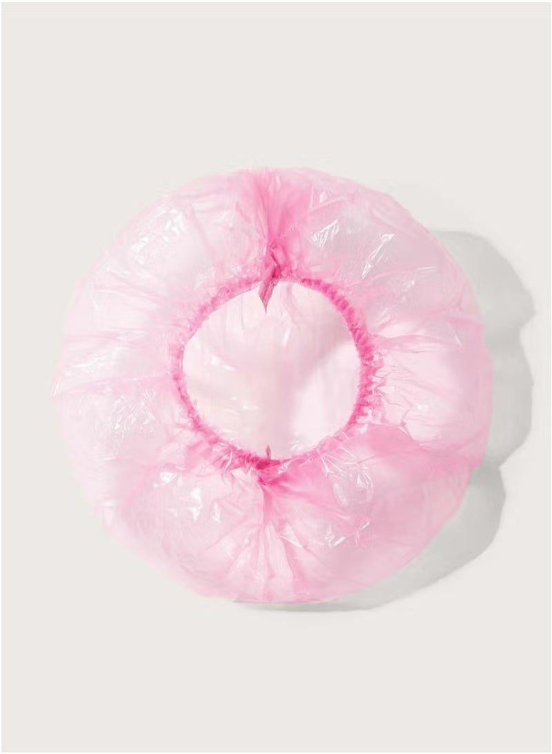 200-Piece Disposable Plastic Shower Hats Hair Women Waterproof Spa Salon Hotel Hair Dye Elastic Shower Hats Bathroom(Pink) - Image 3