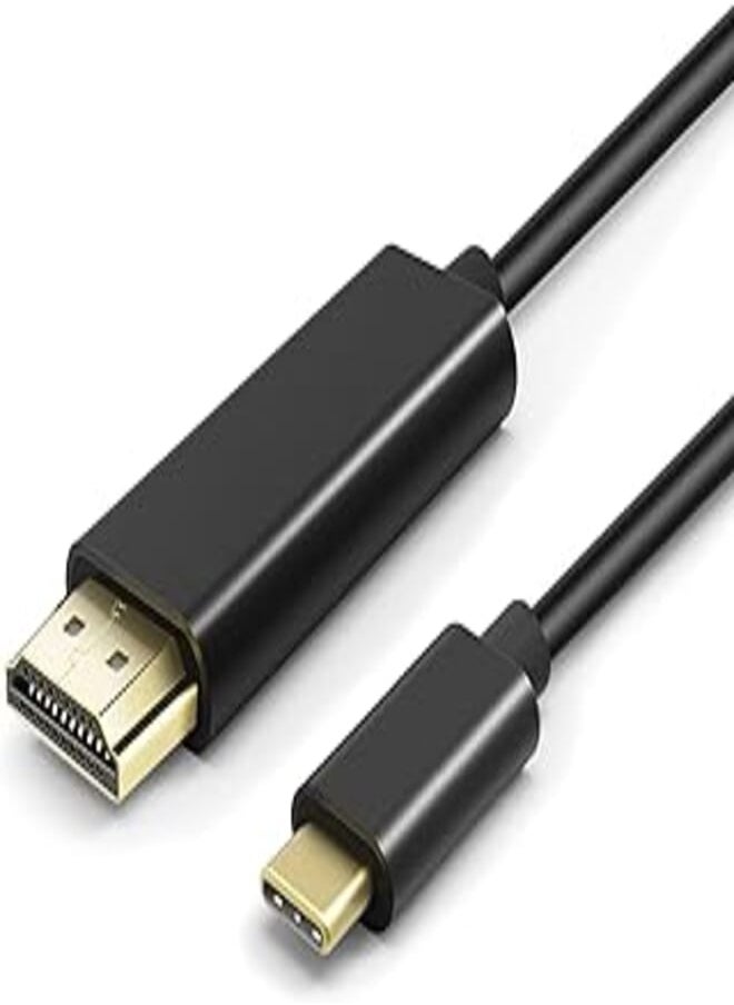 TNP Products محول كابل TNP USB Type C (USB-C) إلى HDMI 4K (6 أقدام) - محول USB-C 3.1 ذكر إلى HDMI أنثى عالي السرعة Ultra HD UHD 4K 1080P فيديو صوت AV كابل محول سلك موصل قابس (أسود) 