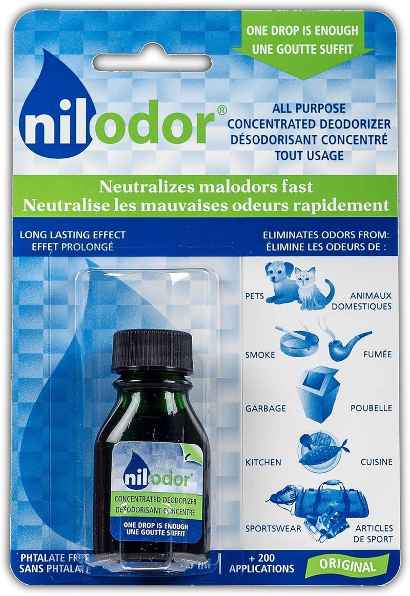 نيلودور (Nilodor) – معطر للهواء ومحايد للروائح الكريهة: يزيل الروائح الناتجة عن الحيوانات الأليفة، الدخان، القمامة، المطبخ، وملابس الرياضة (النسخة الأصلية، على شكل قطرات). - Image 1