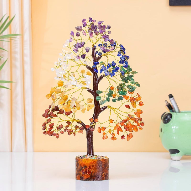 HindCraft Chakra Tree of Life Crystal Tree for Positive Energy Feng Shui Tree Home Decor 7 Chakra Tree Crystal Decor Meditation Decor Luck Figurine Wealth Prosperity 200 Beads 810 Inch - Image 5