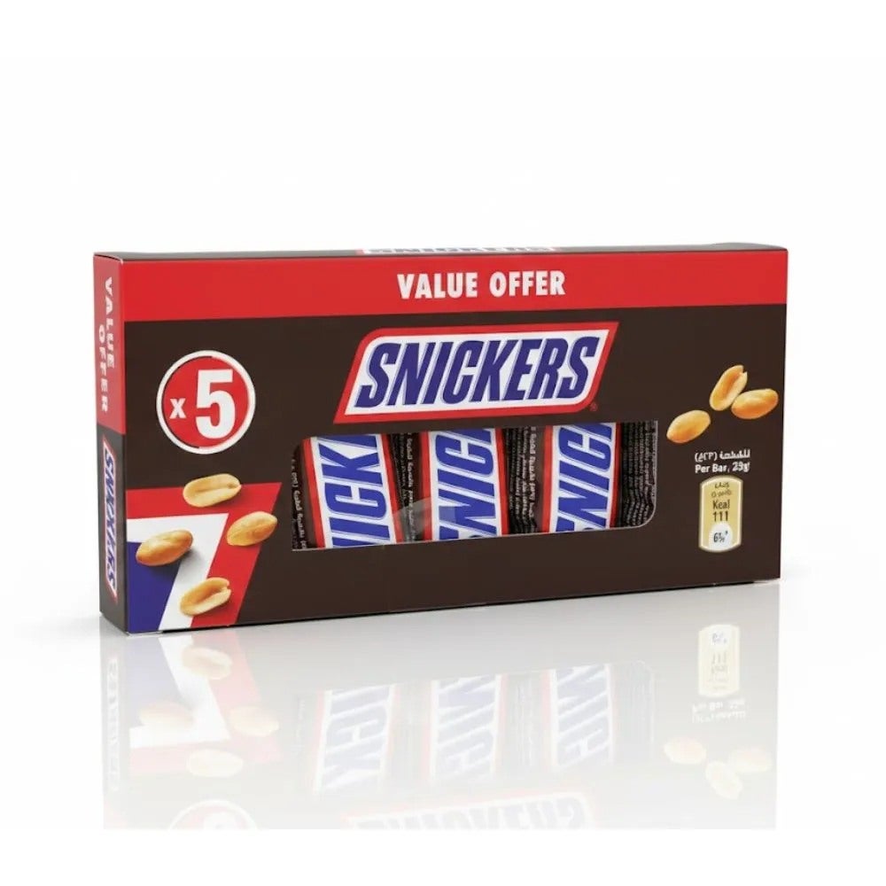 Snickers Chocolate Bars with Peanuts and Caramel 5 Bars-5X23gms