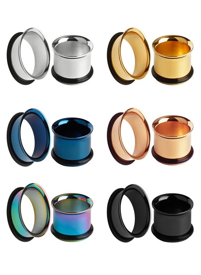 KUBOOZ 12pcs Set Colorful Stainless Steel O-ring Ear Plugs Tunnels Gauges Stretcher Piercings 00g - Image 2