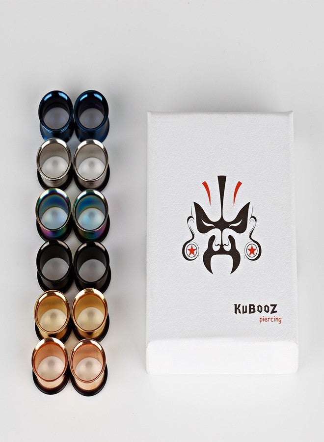 KUBOOZ 12pcs Set Colorful Stainless Steel O-ring Ear Plugs Tunnels Gauges Stretcher Piercings 00g - Image 3