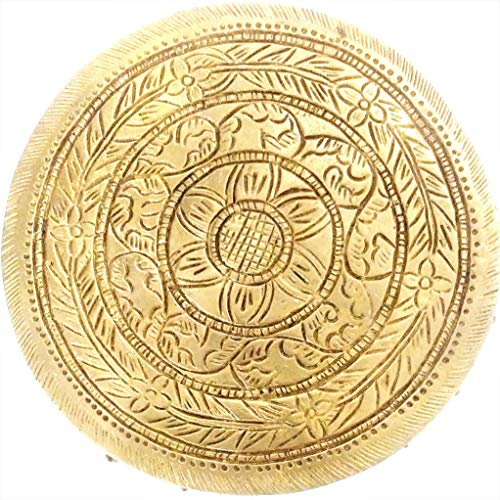 Purpledip Brass Platform Chowki with Elephant Legs: Round Plinth for Statue, Idol, Vase or Artifacts (11949) - Image 2