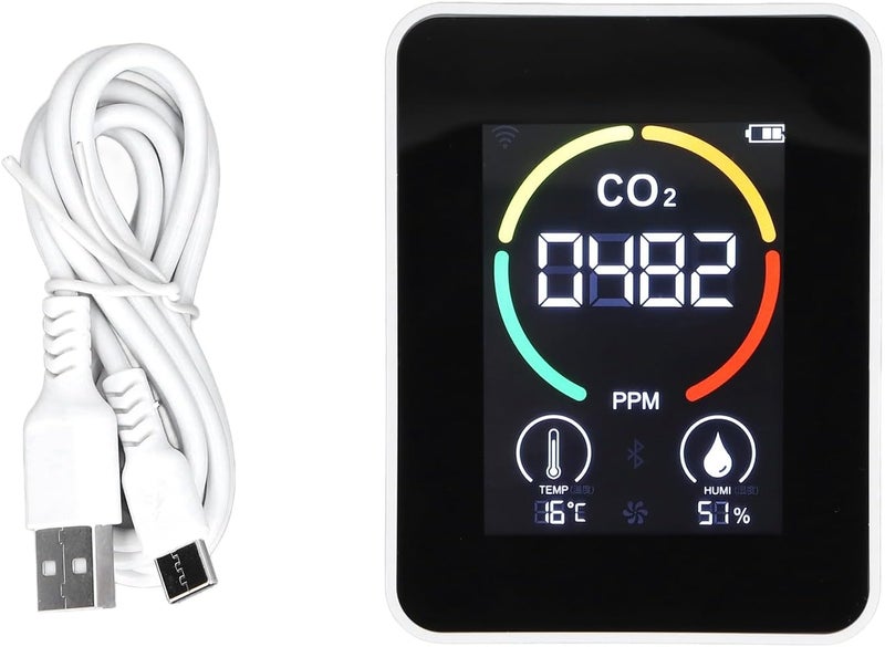 ZN MT03 Carbon Dioxide Detector and Air Quality Monitor for Laboratories, Warehouses, and Greenhouses - Digital Meter for CO2 Concentration, Temperature, and Humidity with (White) - Image 1