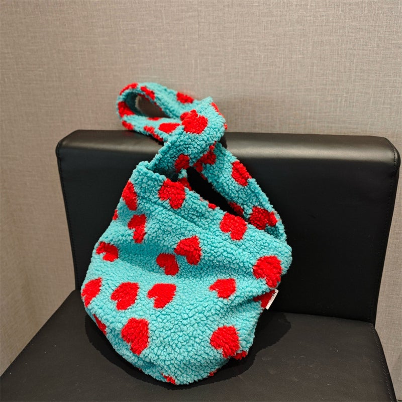 Lamb Plush Bag Retro Leopard Print Woolen Crossbody Bag Women'S Bucket Tote Bag Large Capacity Shoulder Bag - Image 1
