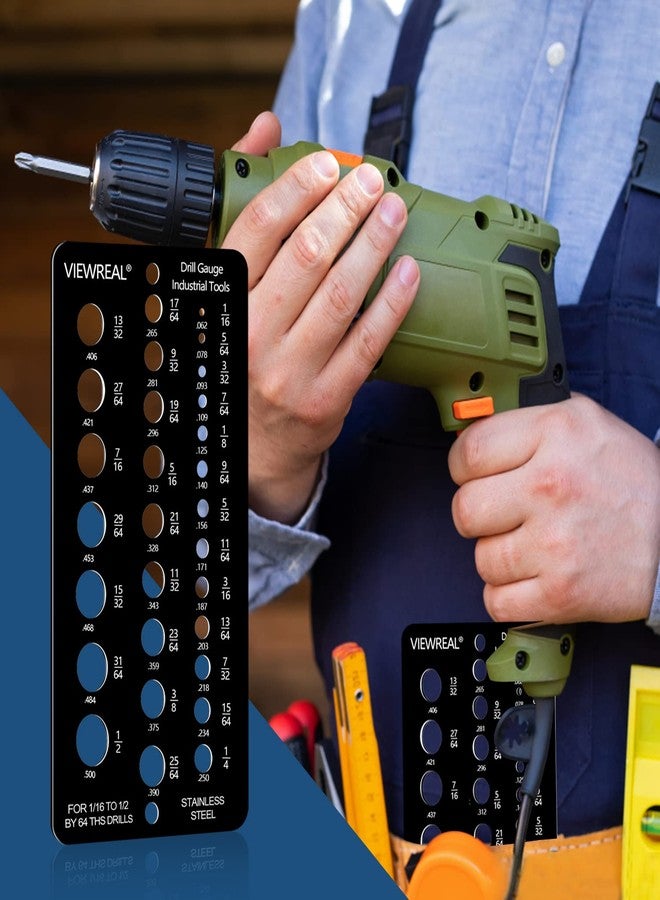 ViewReal 2 Pieces Drill Bit Size Gauge Drill Bit Guide Stainless Steel Drill Gauge 29 Holes Metal Drill Size Gauge Tool for 1/16 Inch to 1/2 Inch Size Bits Measurement (Black) - Image 5