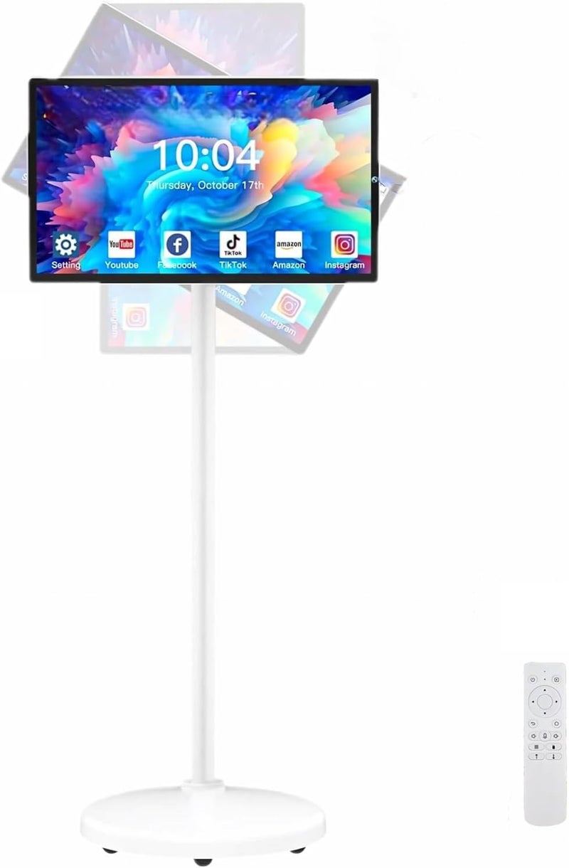 24 Inch Rolling Smart TV with 1080P Touch Screen | Android 13 OS | MTK 8-core CPU | 6G+128G Storage | Built-in 13MP Camera | Remote Voice Control | Full Rotation Portable TV on Wheels - Image 1