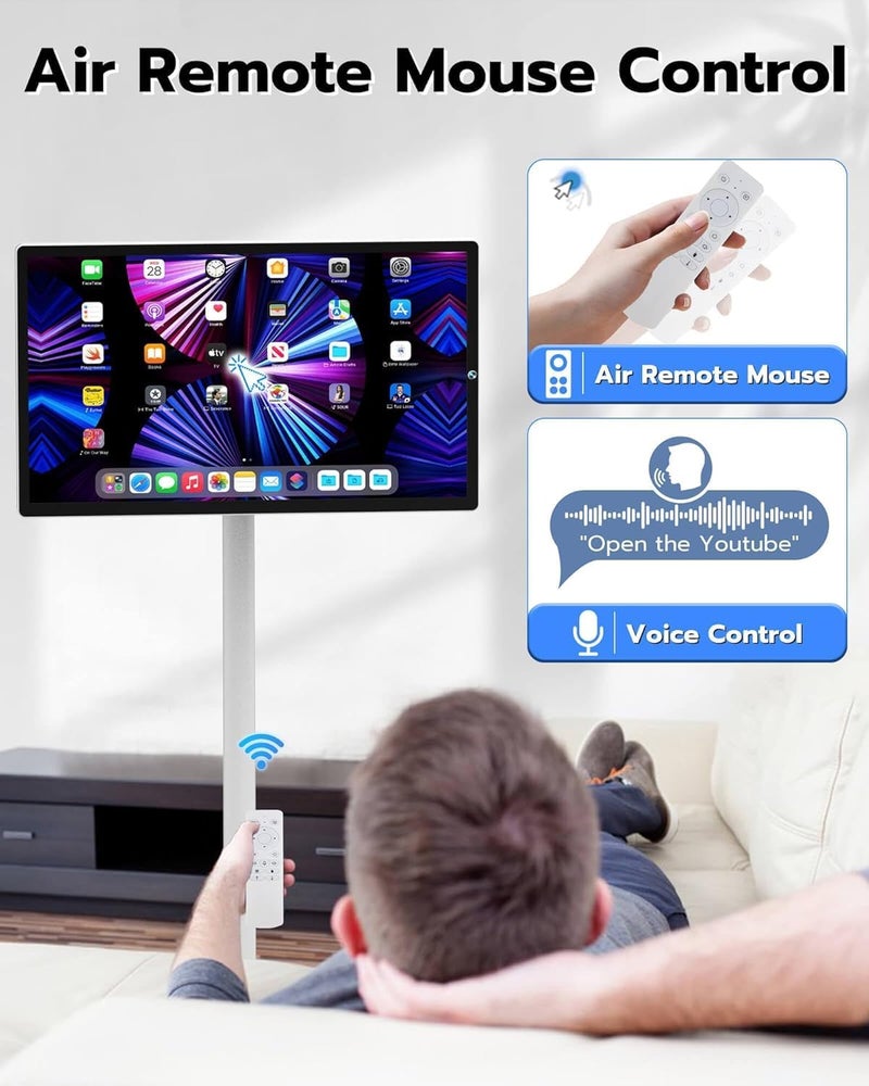 24 Inch Rolling Smart TV with 1080P Touch Screen | Android 13 OS | MTK 8-core CPU | 6G+128G Storage | Built-in 13MP Camera | Remote Voice Control | Full Rotation Portable TV on Wheels - Image 3