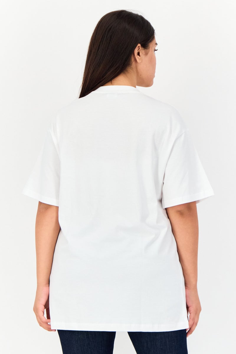AC/DC Women Oversized Fit Round Neck Short Sleeve Brand Logo T-Shirt, White - Image 2