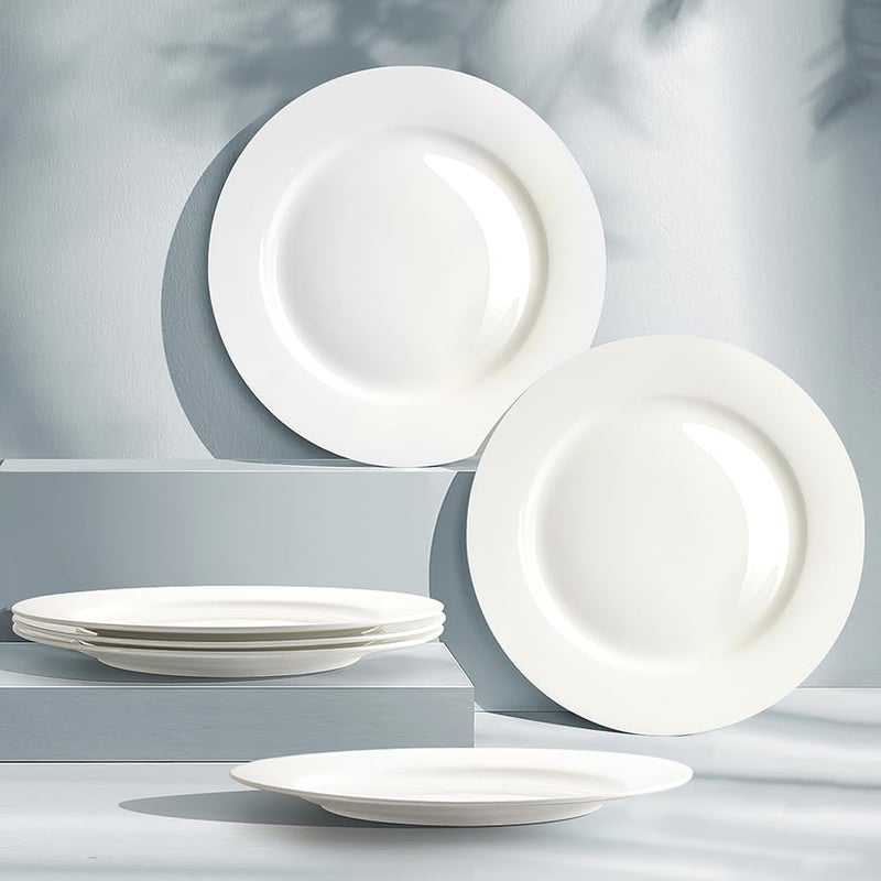 IQCWOOD Ceramic White Dinner Plates Set of 6 105 Inch Round Plates for Pizza Salad Pasta Appetizer Steak Porcelain Serving Dishes Restaurant Dishes Salad Plates Scratch Resistant - Image 5