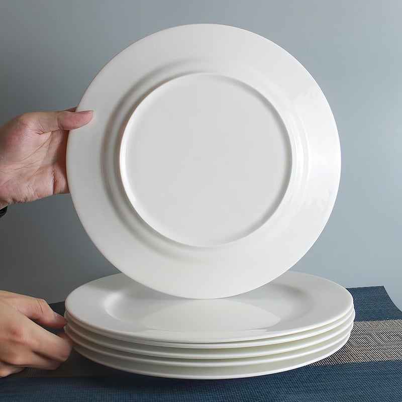 IQCWOOD Ceramic White Dinner Plates Set of 6 105 Inch Round Plates for Pizza Salad Pasta Appetizer Steak Porcelain Serving Dishes Restaurant Dishes Salad Plates Scratch Resistant - Image 4