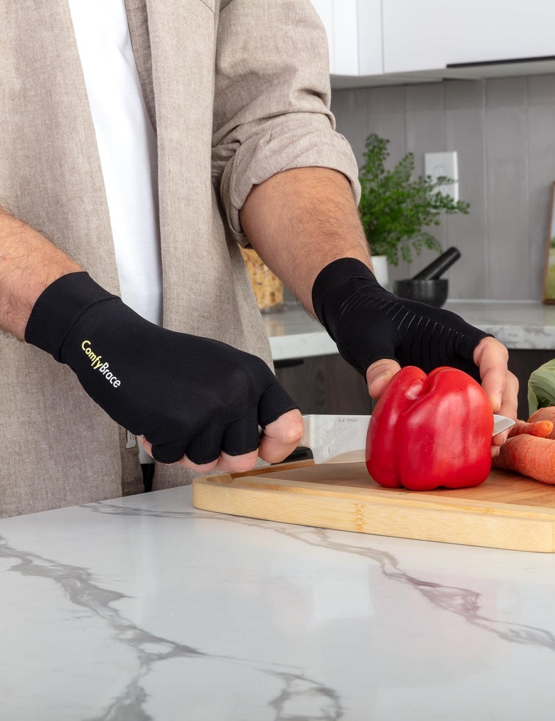 ComfyBrace Copper Infused Compression Arthritis Gloves for Hand & Finger Relief from pain/swelling caused by Rheumatoid Arthritis, Carpal Tunnel, Tendonitis and Poor Circulation, Fits Men & Women - Image 3