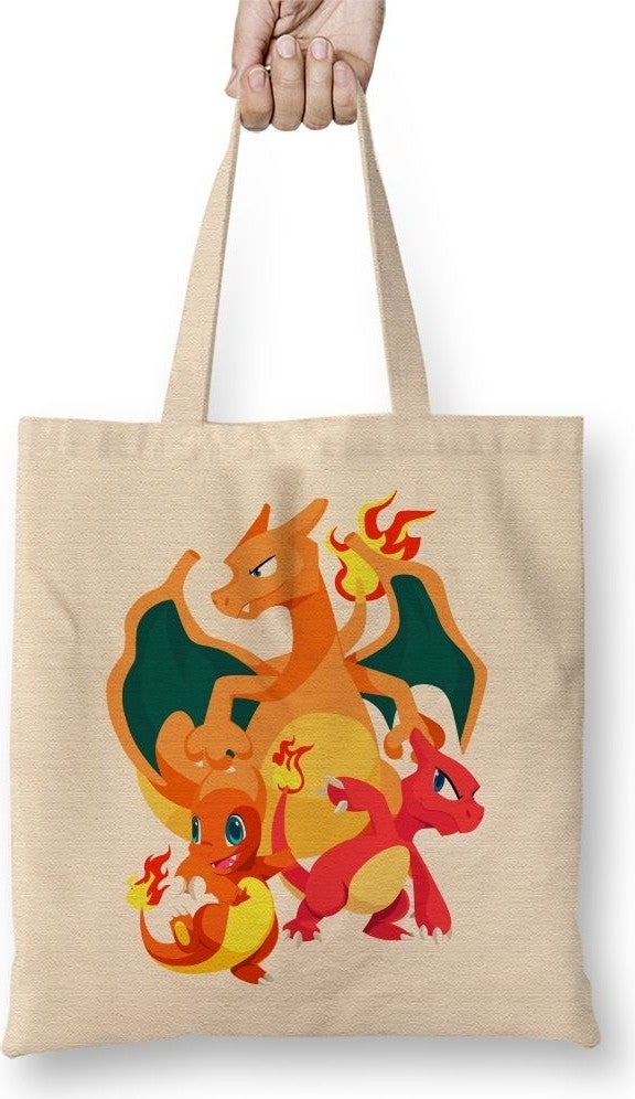 Baskı Dükkanı Print Shop Game Charmander Evolutions Cloth Bag Long Handle 