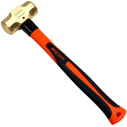 WEDO Brass Sledge Hammer With Fiberglass Handle, Non-Magnetic, Die-Forge, Corrosion Resistant, DIN Standard, 1lb, 300mm, 12" - Image 1