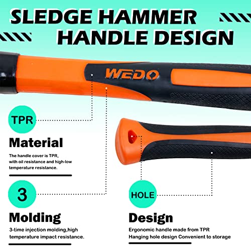 WEDO Brass Sledge Hammer With Fiberglass Handle, Non-Magnetic, Die-Forge, Corrosion Resistant, DIN Standard, 1lb, 300mm, 12" - Image 4
