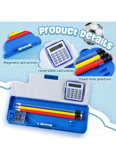 Henoyso 2 Pcs Multifunction Pencil Case With Calculator And Pencil Sharpener Sport Pencil Box For Boys Plastic Dinosaur Multifunction Stationery Organizer Box School Gift For Kids Teens Supplies  - Image 3