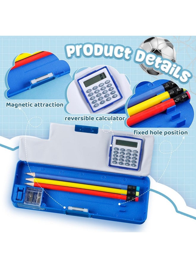 Henoyso 2 Pcs Multifunction Pencil Case With Calculator And Pencil Sharpener Sport Pencil Box For Boys Plastic Dinosaur Multifunction Stationery Organizer Box School Gift For Kids Teens Supplies - Image 3