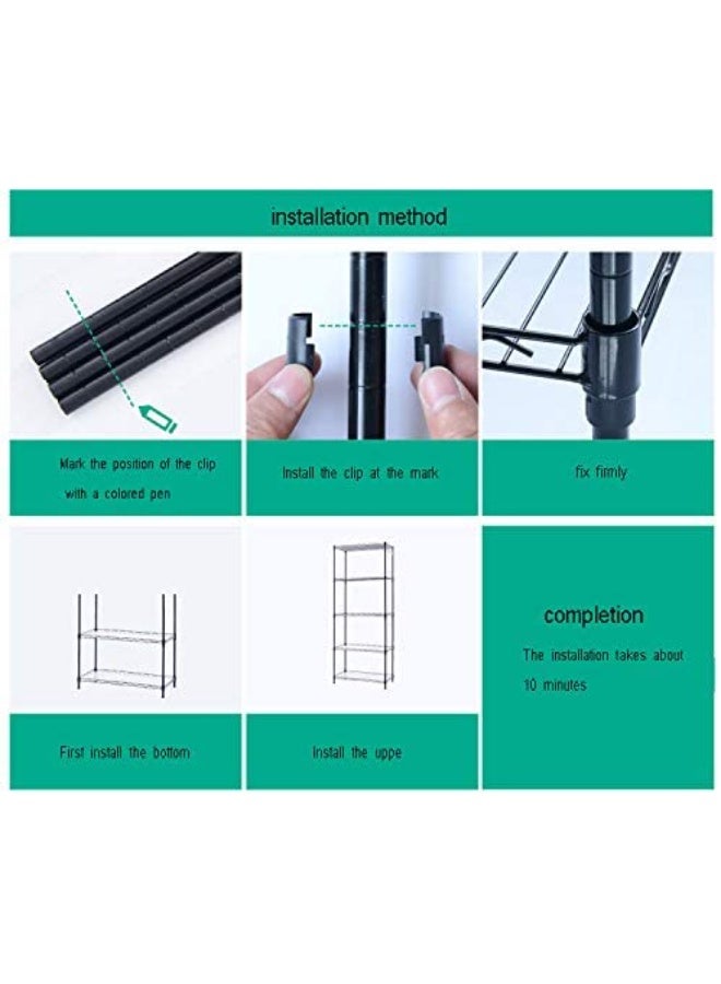Beone DIY 5 Shelf Tier Racks Height Adjustable Rack Heavy Duty Storage Shelving Unit Steel Organizer Wire Rack (55 x 30 x 150 cm) - Image 3