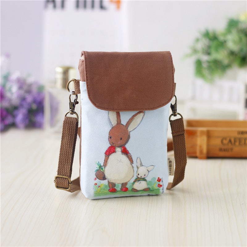 New Selling Mobile Phone Bag Fresh Digital Printed Women'S Bag Canvas Printed Hand Crossbody Mobile Phone Bag - Image 1