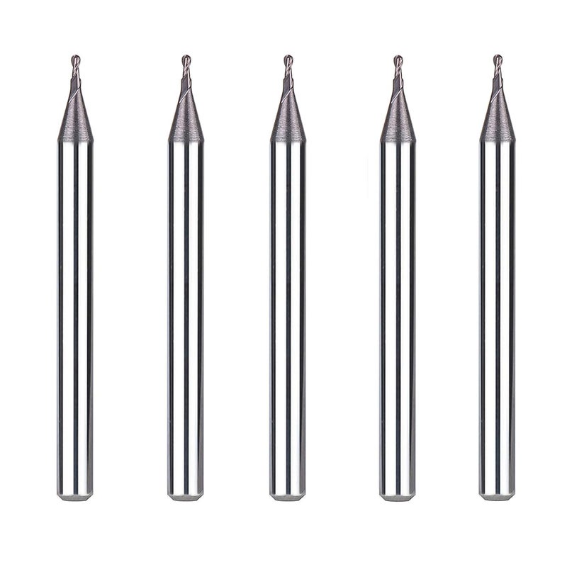 SpeTool 5Pcs Carbide Ball Nose End Mills with TiAlN Coated , 1/32 inch Cutting Diameter , 1/8 inch Shank , Up Cut Spiral Router Bits CNC End Mill Set for Metal Steels Engraving - Image 1