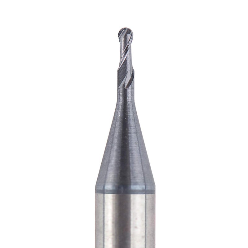 SpeTool 5Pcs Carbide Ball Nose End Mills with TiAlN Coated , 1/32 inch Cutting Diameter , 1/8 inch Shank , Up Cut Spiral Router Bits CNC End Mill Set for Metal Steels Engraving - Image 3