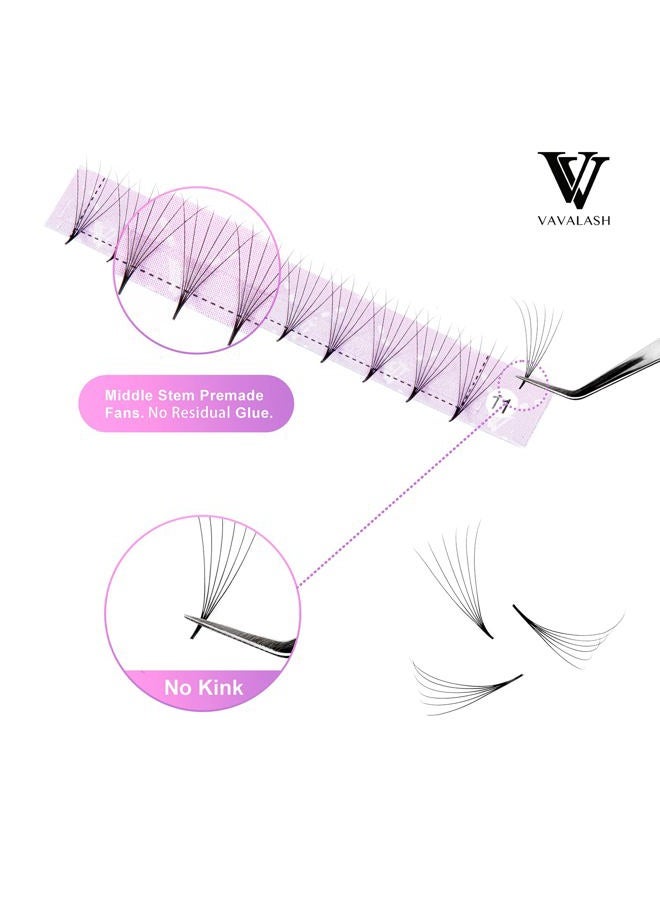 VAVALASH Eyelash Extensions 3D 4D 5D 6D 8D 9D 10D Thickness 0.07/0.1 C/D Curl Eyelashes Middle Stem & Long Stem Heat Bonded Premade Fans Russian Volume Lash Extensions Supplies (Middle Stem 6D-0.07-D-9mm) - Image 3
