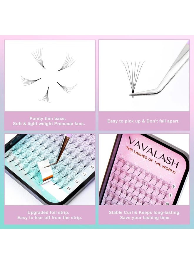 VAVALASH Eyelash Extensions 3D 4D 5D 6D 8D 9D 10D Thickness 0.07/0.1 C/D Curl Eyelashes Middle Stem & Long Stem Heat Bonded Premade Fans Russian Volume Lash Extensions Supplies (Middle Stem 6D-0.07-D-9mm) - Image 4