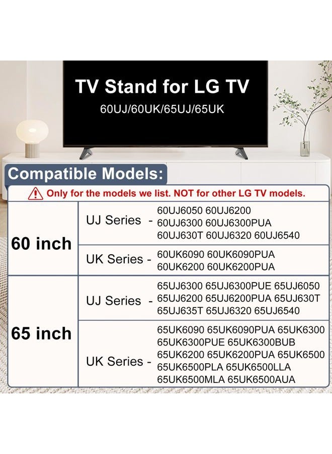 Maozhren Stand for LG TV Legs Replacement, TV Stand Legs for LG TV Stand 60UJ/65UJ/60UK/65UK 65UK6500 65UK6200 65UJ6300 65UJ6050 65UJ6200 65UJ630T 65UJ635T 65UK6090PUA 65UK6300PUE 60UJ6300 60UK6090 with Screws - Image 2