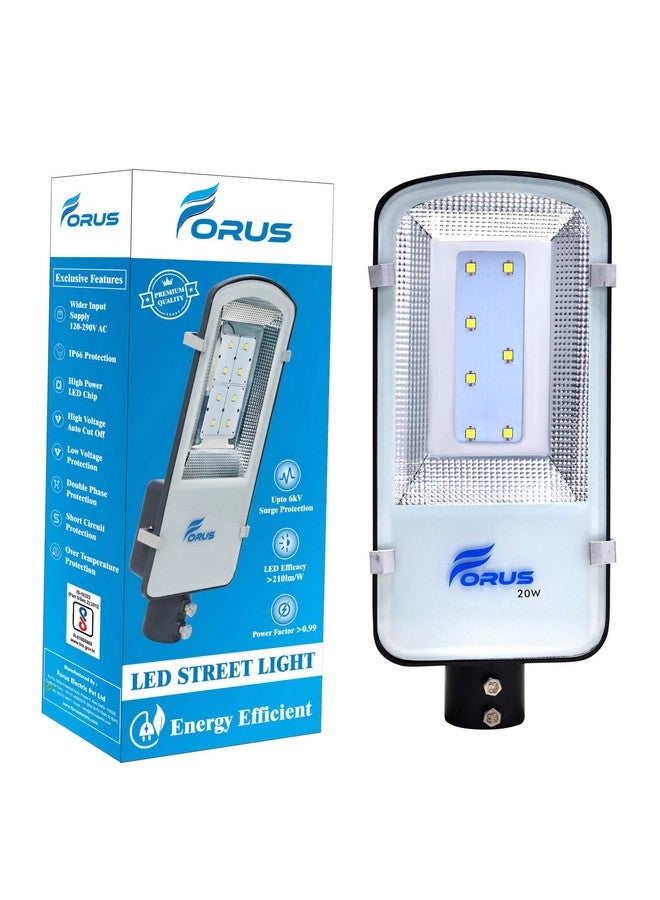 Forus LED Street Light 20W Waterproof IP66 Outdoor Warm White Lamp for Home Garden Parking Lot Road Pathway Highway Warehouse Factory Yard Driveway Pole Mounted LED Streetlight 10 Years Warranty 1Pc - Image 1