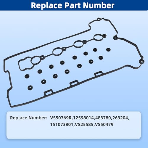 RICHWEI VS50769R Engine Valve Cover Gasket Set for Chevy Cobalt HHR Malibu, Pontiac G5 G6 Solstice Pursuit, Saturn Aura Ion Sky Vue 2006 2007 2008 2009 2010 2011 2012 2.2L 2.4L L4 - Image 3