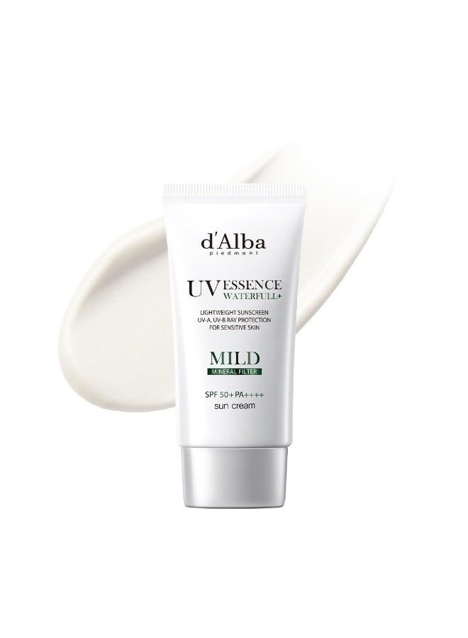 d'alba Piedmont Italian White Truffle Waterfull Mild Sunscreen, Vegan, Mineral Sunscreen, SPF 50+ PA++++, Non-Nano Sunscreen Suitable for Sensitive Skin, Gentle & Light Finish, Korean Skincare - Image 1