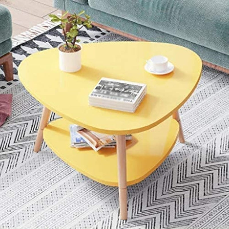 MTANK MTANK Triangle Nesting Table Bamboo End Table for Living Room Modern Coffee Table Side Table for Bed Room Home and Office Yellow 