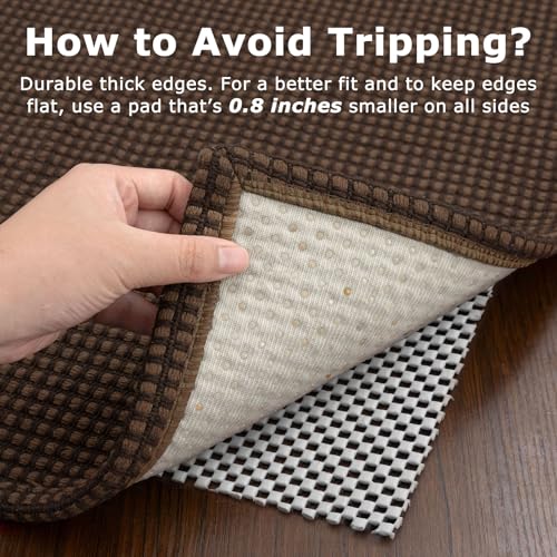 KOZYFLY Rugs for Entryway 3x5 ft Washable Area Rug Non Slip Rubber Backed Entry Rug Woven Indoor Door Mat Cotton Kitchen Rugs Floor Carpet for Entryway, Foyer, Backdoor, Reddish Brown/Coffee - Image 5