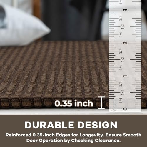 KOZYFLY Rugs for Entryway 3x5 ft Washable Area Rug Non Slip Rubber Backed Entry Rug Woven Indoor Door Mat Cotton Kitchen Rugs Floor Carpet for Entryway, Foyer, Backdoor, Reddish Brown/Coffee - Image 4